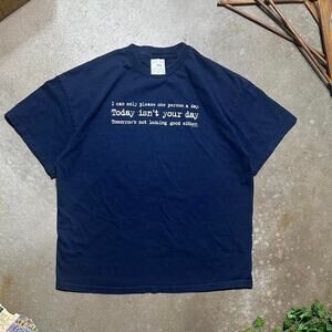 Vintage 90s Funny Joke Text Tee Mens XL Black White Humor Comedy Shirt